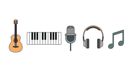 Music instruments and audio equipment. © Podang