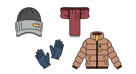 Winter clothing set with accessories. © Podang