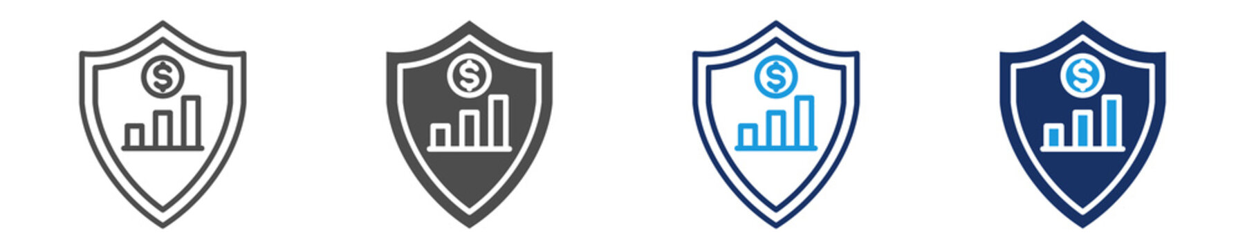 defensive stocks icon set with multi concept
