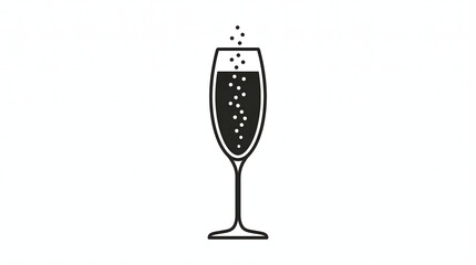 Minimalist Champagne Toast Icon with Bubble Effervescence