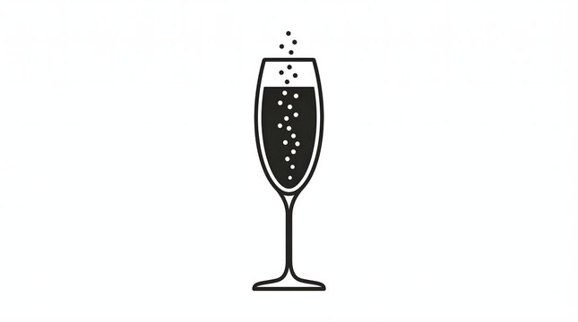 Minimalist Champagne Toast Icon with Bubble Effervescence