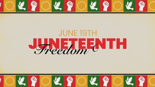 Juneteenth Independence Day background design. Celebration greeting animation with text for June 19th