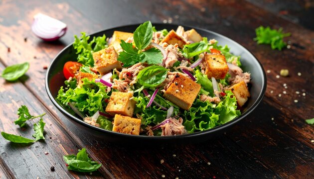Salat mit Tofu und Thunfisch