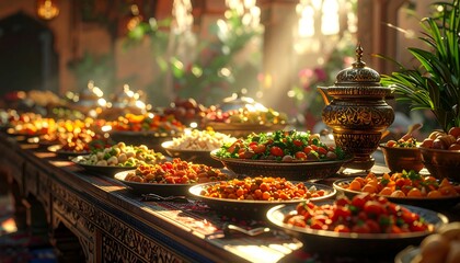 Fototapeta premium Exquisite Buffet Display - A Culinary Feast of Delights.