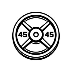 Fototapeta premium Iconic 45lb Barbell Weight Plate Vector Graphic for Gyms, Strength Training, Fitness Programs, and Workout Apps. Essential Symbol for Powerlifting, Bodybuilding, Heavy Lifting, and Exercise Milestones