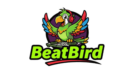 Fototapeta premium Colorful Cartoon Parrot Logo Design Element.