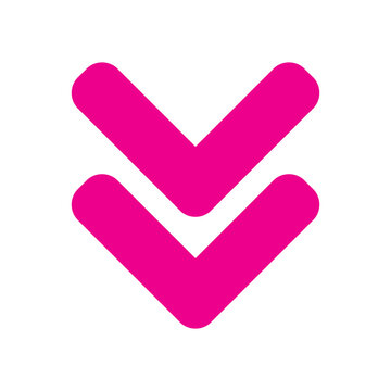 Magenta double arrow icon provides a stylish and clear directive for users to scroll or access more information, ideal for contemporary digital platforms and applications.