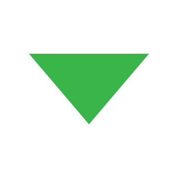 Green inverted triangle symbol provides a versatile graphic asset for digital interfaces, often signifying a download action, a status indicator, or a directional arrow.
