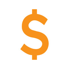 Fototapeta premium An isolated orange dollar sign graphic communicates concepts of profit, revenue, and financial success against white.