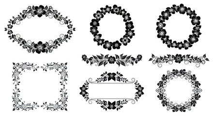 Obraz premium Vintage Floral Frame and Wreath Collection for Wedding Invitation Decor
