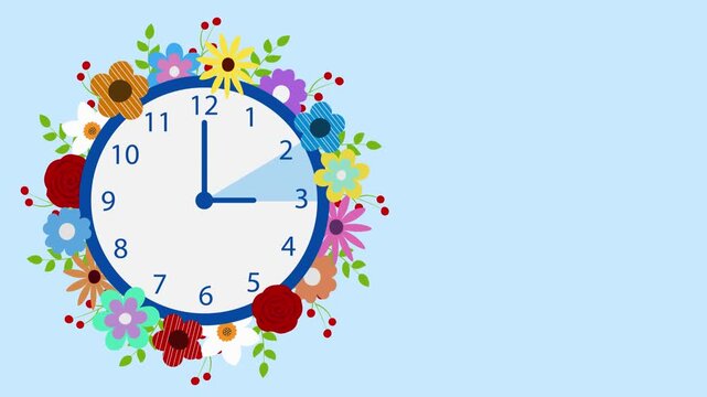 spring forward animated background with flowers, berries and leaves