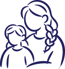 Obraz premium Minimalist line art of mother and child with mothers day
