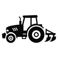 Obraz premium Tractor Icon Vector Illustration. Farm Vehicle Silhouette Outline. Agricultural Machinery Symbol for Modern Farming, Rural Industry, and Heavy Equipment Design. Minimalist Flat Gra