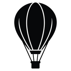 Naklejka premium Minimalist Hot Air Balloon Outline Icon. Subtle Light Gray Line Art Vector Graphic on Dark Background. Perfect for Dark Mode UI/UX, Travel, Adventure, Exploration, Dreamy Concepts,