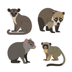 Jungle Small Mammals Bundle vector animal illustration including kinkajou, coa 1 gigapixel art height 4000px.eps, Wildlife Animal Vector Illustration Bundle, Isolated Design Set