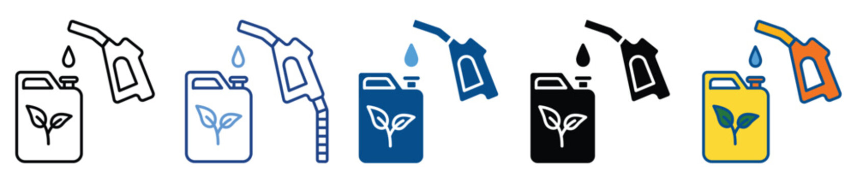 Biofuel icon set multiple style collection