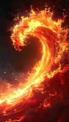 Fototapeta premium Abstract Fiery Wave Against Dark Background with Glowing Particle Effects