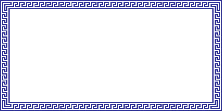 Classic Greek Key Border Design - Elegant Blue and White Decorative Frame for Any Project