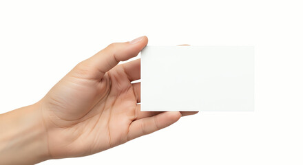 Obraz premium hand holding blank white business card