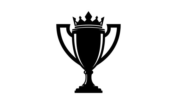 English football champion trophy cup silhouette vector icon soccer league winner award symbol