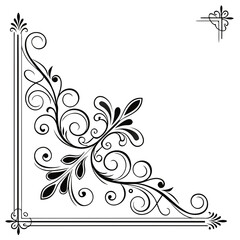 Fototapeta premium Ornate black corner flourish for decorative design with graphic is perfect for