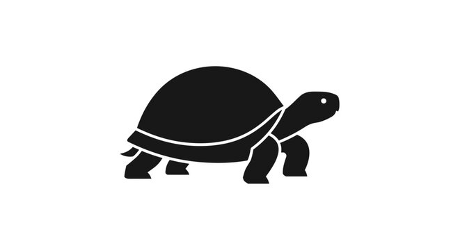 Black turtle silhouette walking slow.