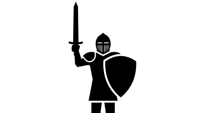 Medieval Knight Holding Sword.