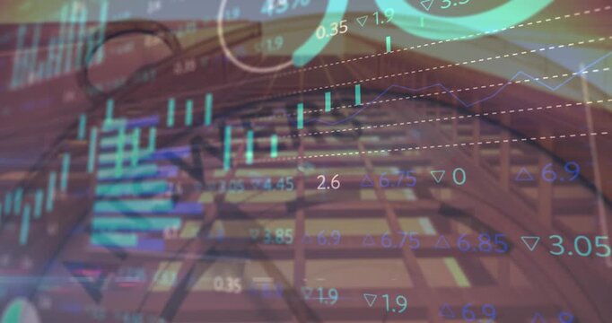 Animation of financial data processing over clock