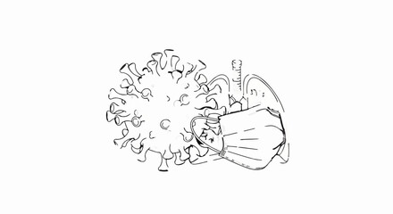 Obraz premium virus, lungs, and mask a sketch illustrating respiratory health and protection