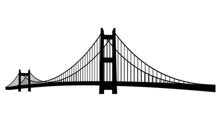 Fototapeta premium Suspension Bridge Structural Silhouette.