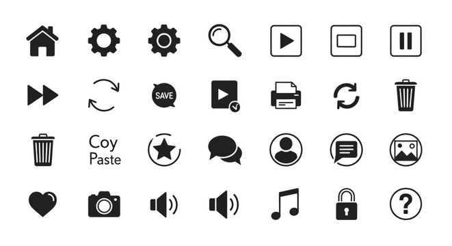 Versatile collection of essential user interface icons for web, app, and digital design projects, offering a clean and modern visual language for various functional elements and actions