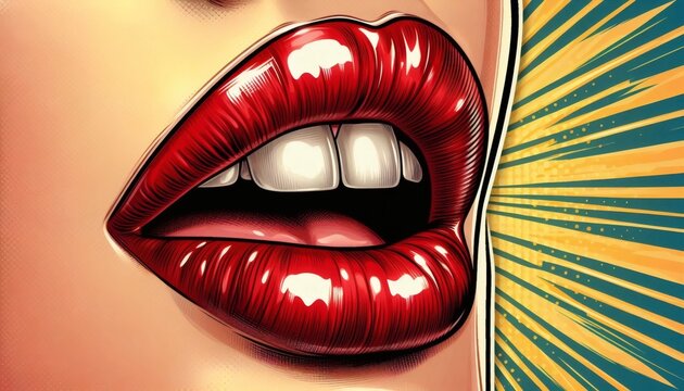 lips red open woman pop art popart retro vintage glamour sexy seductive makeup fashion