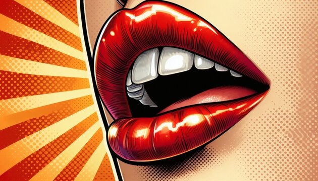 lips red open woman pop art popart retro vintage glamour sexy seductive makeup fashion