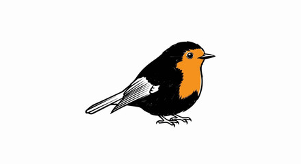 Obraz premium Stylized robin with orange breast and black back
