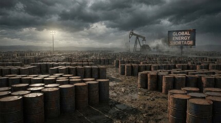 Global Energy Crisis and Oil Industry Challenges with Dramatic Sky