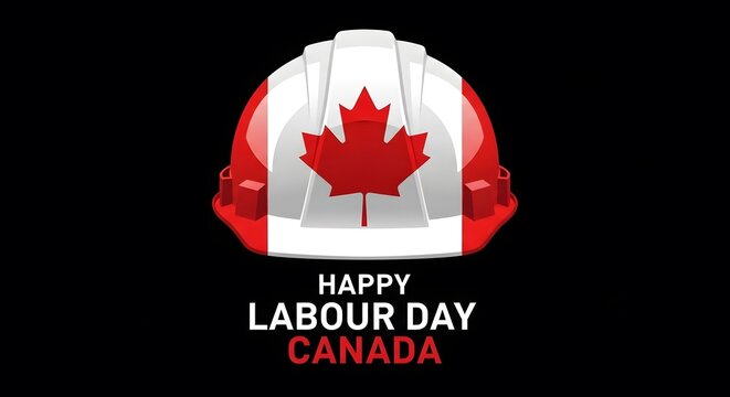 Happy labour day canada celebration with canadian flag
