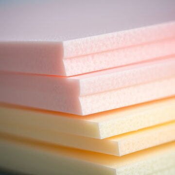 Stacked pastel colored foam sheets pink yellow
