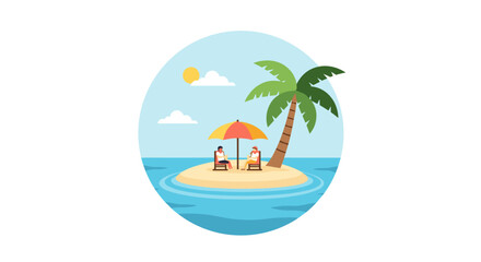 Obraz premium Tropical Island with Palm Tree Paradise.