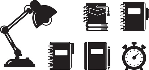 Fototapeta premium Office supplies and stationery on a white background illustration
