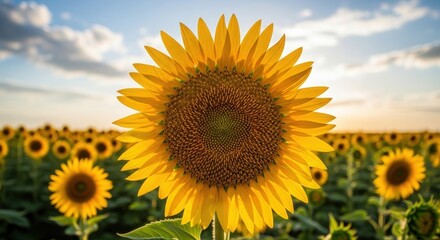 Obraz premium Bright Sunflower Head in a Summer Field