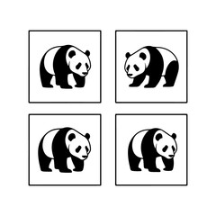 Obraz premium Four black and white panda pictures in squares