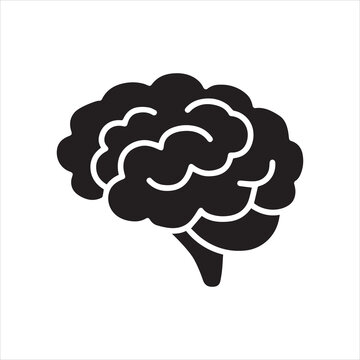 Brain or mind side view flat vector icon for medical apps and websites.