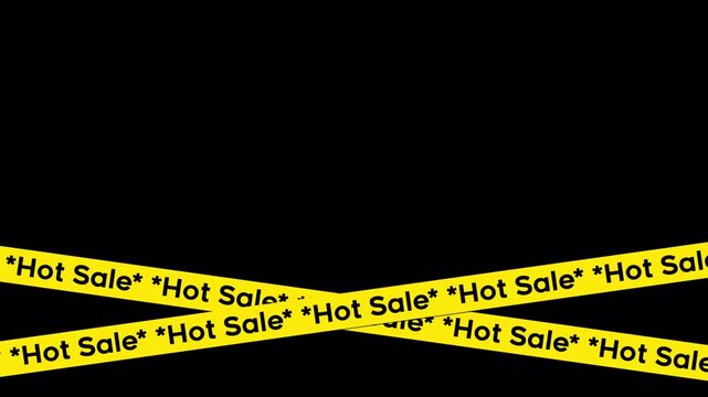 Animated Yellow Hot Sale Tapes Crossing on Transparent Background