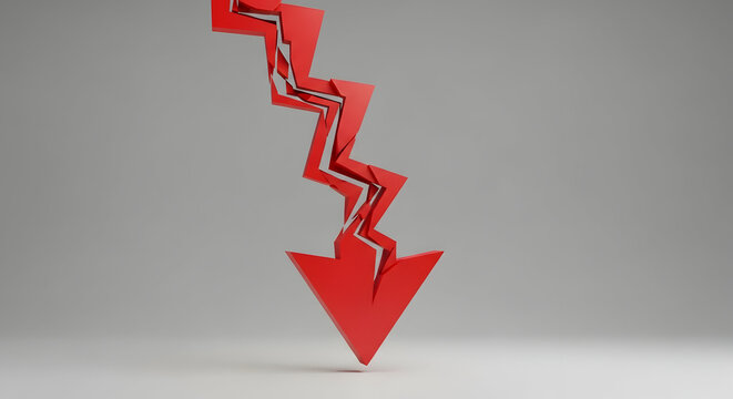Sharp Decline: Jagged Arrow Pointing Down
Market Drop: Visualizing Sudden Loss
Downtrend Shock: Plummeting Performance Arrow