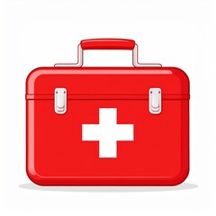 Obraz premium Red First Aid Kit With White Cross Symbol Isolated On White Background