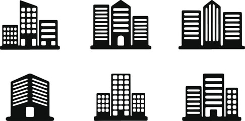 Obraz premium Collection of diverse modern architectural building silhouettes