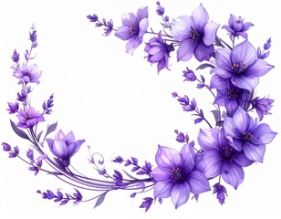 Delicate Purple Floral Arrangement with Lavender Accents on White Background