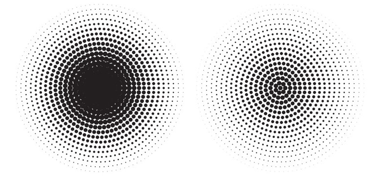 Circle dot frame. Circular border with effect halftone. Modern faded ring