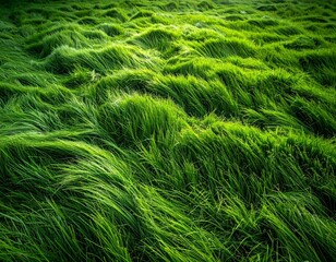Vibrant Green Grass Field Swaying Gently in Sunlight