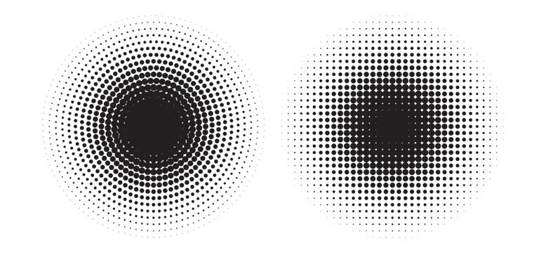Circle dot frame. Circular border with effect halftone. Modern faded ring